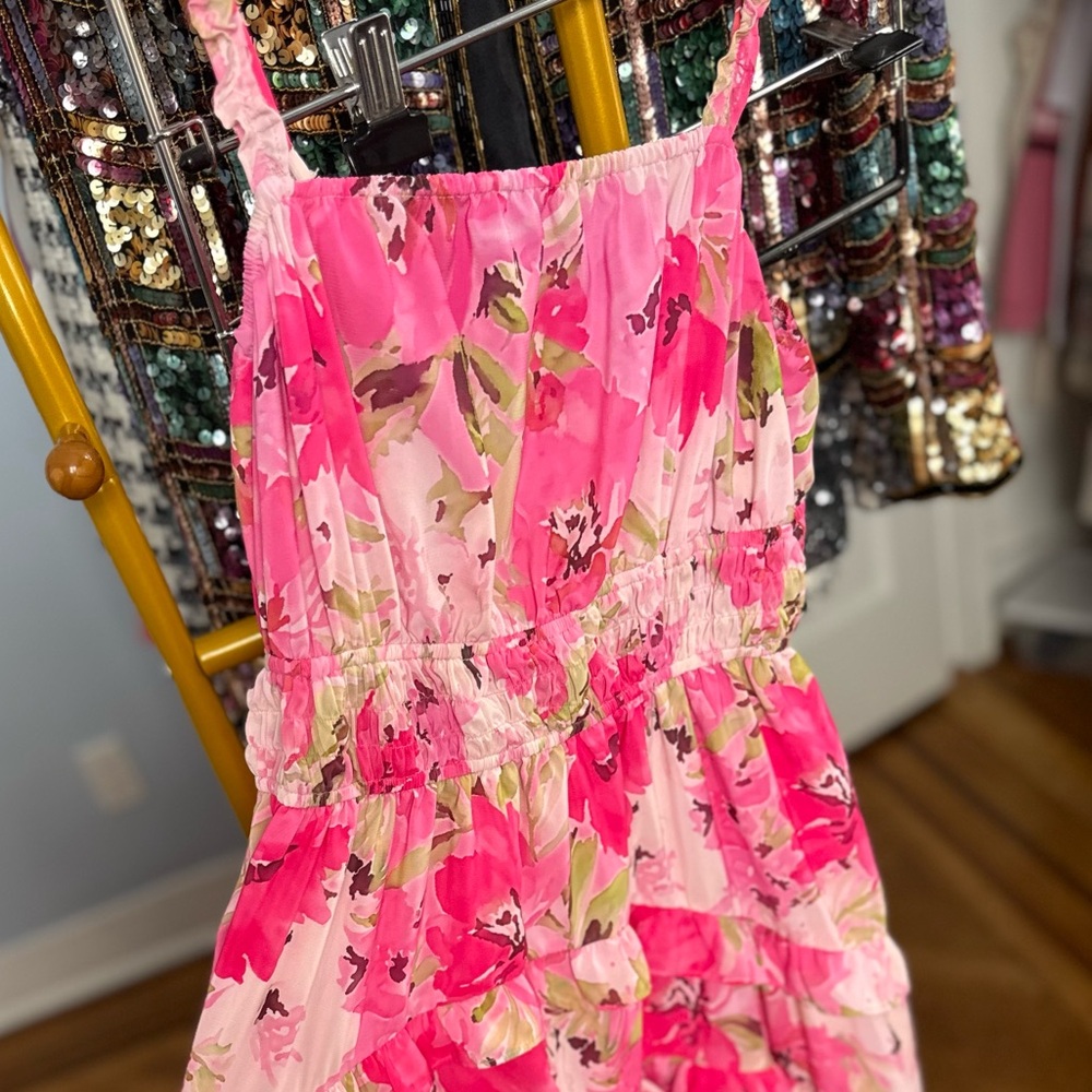 Grace Pink Floral Tiered Sundress for Girls